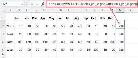 Syntax for BYROW function in Excel